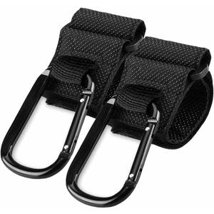 Boat Rail Bag Hook Adjustable Safety Straps with Convenient Quick Release Buckle,Boat Stainless Steel Carabiner Hooks Clip for Stroller Hook,Hanging Purse, Shower Favors,Grocery Bags,Snacks etc (2PCS) (Black)