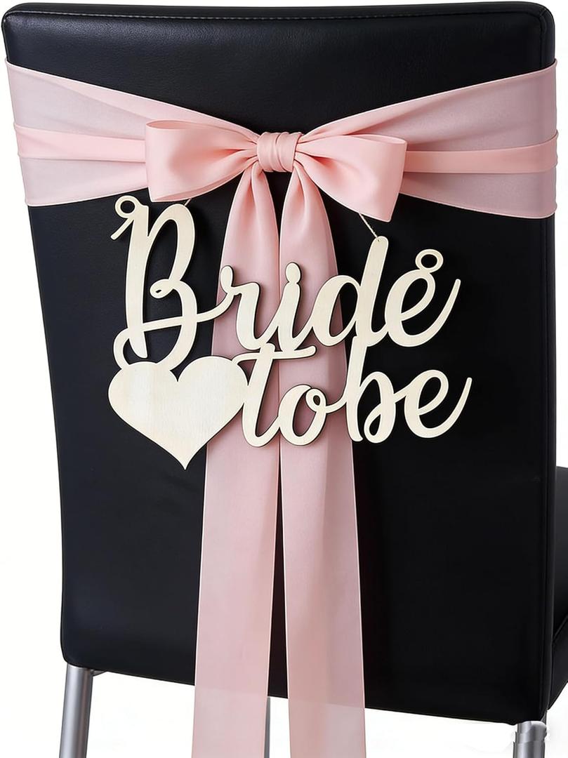 Bride to be' chair Wood Sign - Reception Wedding Decor with Ribbon- Engagement Wedding Party Table Decor for Ceremony Gifts for Bride Bridegroom Newlyweds