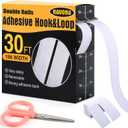 Navona 30Ft x 1 Inch Hook and Loop Strips with Adhesive 2 Rolls Heavy Duty Hook and Loop Tape with Backing for Home, Office, School, and Crafting Projects, White