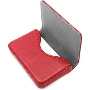 RFID Blocking Wallet - Minimalist Leather Business Credit Card Holder with Magnetic - Red