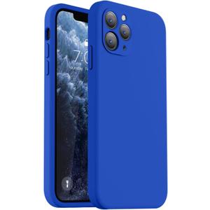 Vooii Compatible with iPhone 11 Pro Max Case, Upgraded Liquid Silicone with [Flat Edges] [Camera Protection] [Soft Anti-Scratch Microfiber Lining] Phone Case for iPhone 11 Pro Max - Klein Blue