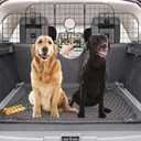 QuliMetal Dog Car Barriers for SUV, Human-Pets Interaction Window, 36.5" to 60" Adjustable, Heavy-Duty Wire Mesh Dog car Barrier for SUVs, Vehicles, Trucks, 2pcs 79In Elastic Ropes Included