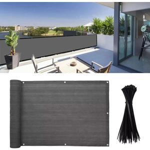 4x16Ft Balcony Privacy Screen, Apartment Railing Cover for Sunshade Wind & UV Protection, Outdoor Privacy Fence Screen for Patio, Terrace, Porch & Poolside Protection (Dark Grey)