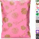 JinRuiKJ Thank You Poly Mailer 14.5x19 50 Pack - Mailer Poly Bags for Shipping, Strong Thick and Self Adhesive Mailing Bags - Cute Packaging Bags for Small Business - Gold Rose Printed