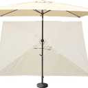TITA-DONG Rectangular Umbrella Canopy Replacement 6 Ribs, Fade Replacement Umbrella Canopy, Heavy Duty Polyester Fabric Outdoor Shade Canopy Cover for Market Table Cantilever Parasol Top Cover, Milky