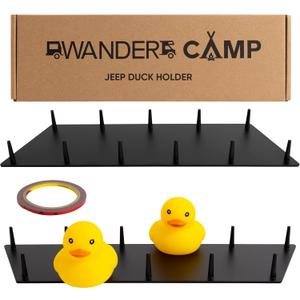 WANDER CAMP Metal Mounts Jeep Duck Holder for Dash - 11 Prong Rustproof, Aluminum Displays & 3M Tape for 4x4 Rubber Ducks with Nonslip, Tapered Pegs - Landing Pad Jeep Gifts Dashboard - 2 Pack