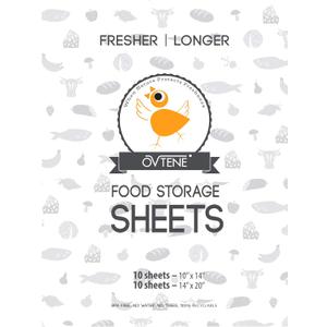 OVTENE Food Storage Sheets for Cheese, Meat, and Produce - Keeps Food Fresher Longer (20 Sheets)