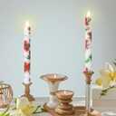 Christmas Flameless Taper Candles 2 Pack Christmas Poinsettia Flowers Battery Operated Candle with Remote Real Wax Flickering LED Fake Candle Home Decor for Xmas New Year Wedding Party