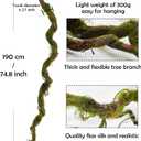 190cm/74.8inch Flax Silk Big Bendable Artificial Tree Trunk Fake Tree Twigs Branches Green Grape Rattan Vine Garland Plants for 3D Wall Hanging Garden Outdoor Home Halloween Decoration