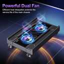 Adjustable Computer Tower Stand with Cooler Fan and Light, PC Stand for Floor, Mobile CPU Holder with 4 Caster Wheels Fits Most PC Tower, Under Desk CPU Holder for Office,Gamers and Students