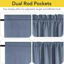NICETOWN 100% Blackout French Door Curtains, Privacy Door Curtains for Window, 25 X 72 Inch Long Room Darkening Blinds, Thermal Insulated Window Shades for Bedroom, 1 Panel, Stone Blue