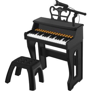 Dollox Keyboard Piano for Kids, Toddler Piano Toys 37 Keys Kid Musical Instruments Electric Keyboard Baby Pianos for Beginners Mini Music Toy with Stool, Birthday Gift for Age 3 4 5 6 Years Old (Black)