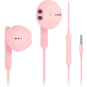 Kimwood Wired Earbuds with Microphone, Wired Earphones in-Ear Headphones HiFi Stereo, Powerful Bass and Crystal Clear Audio, Compatible with iPhone, Android, Computer Most with 3.5mm Jack (regular, Pink)