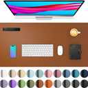 Aothia Leather Desk Pad Protector, Mouse Pad, Office Desk Mat, Non-Slip PU Leather Desk Blotter, Laptop Desk Pad, Waterproof Desk Writing Pad for Office and Home (Brown,23.6" x 13.7")