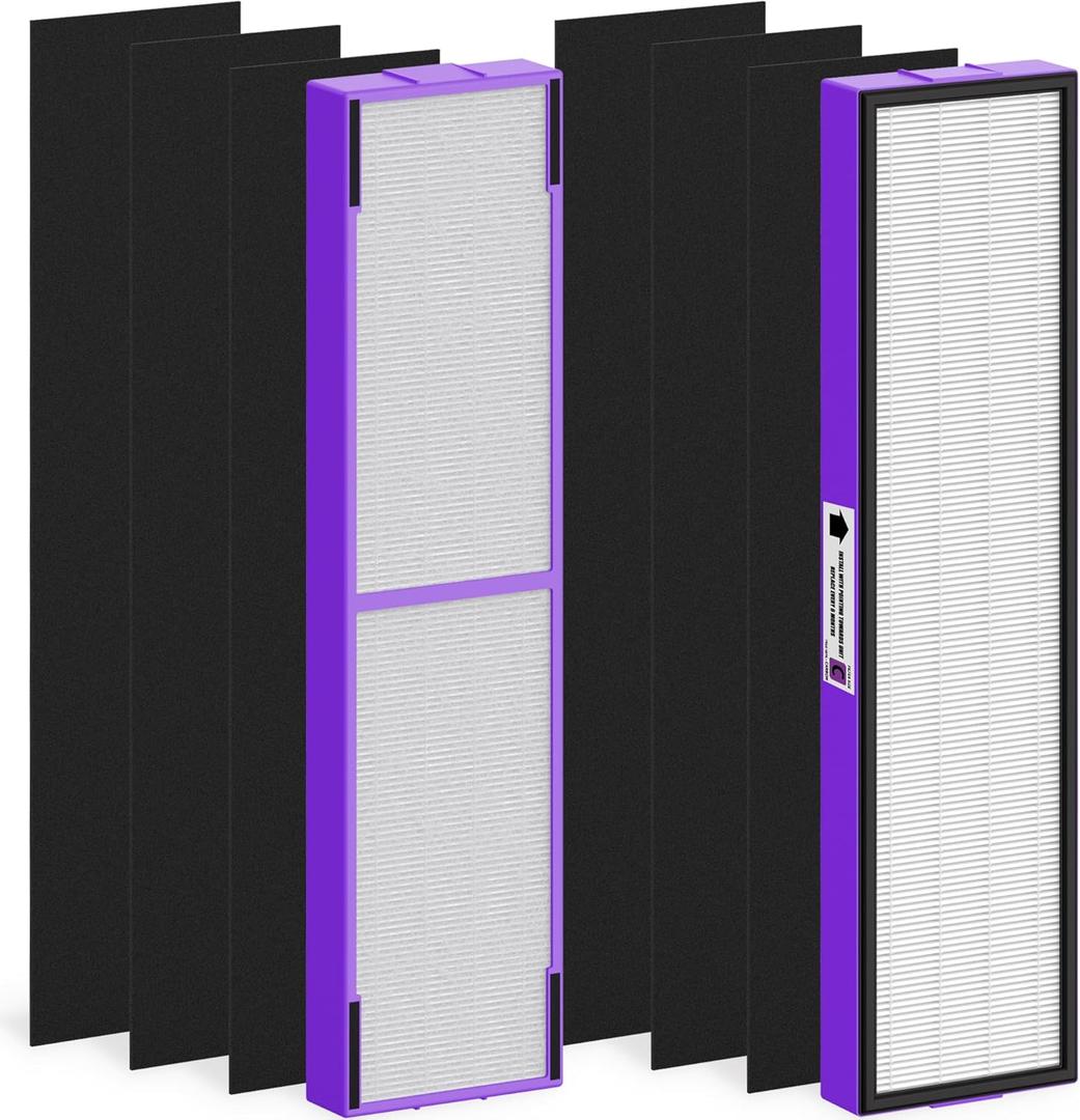 FLT5250PT Replacement Filter for AC5000 AC5000E AC5300B AC5350W AC5350B CDAP5500 BXAP250 AP2800CA Air Cleaner Purifier, 2 Premium Filters with 6 Carbon Pre-Filter, Purple Pet Care Version