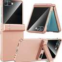 Maxdara Stand for Z Flip 7 Case, with [Hidden Kickstand] [Privacy Screen Protector] [Hinge Protection] [Support Wireless Charging] Phone Cover for Samsung Galaxy Z Flip7 5G, Rose Gold (Privacy Screen)