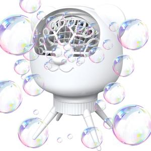 Rechargeable Bubble Machine for Kids & Parties, 38000+ Bubbles/Min, 90/180 Auto-Rotating Bubble Makers 500ML Portable Bubble Blower with 2 Speed Modes for Weddings, Birthdays, Outdoor/Indoor, White
