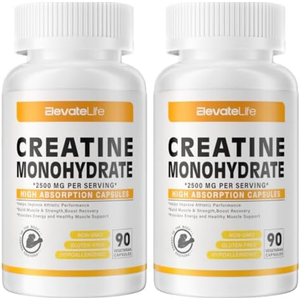 ElevateLife Creatine Monohydrate 2500mg, 90 Capsules - Gluten Free, Non-GMO1 Pack (BBD: 0/2026)