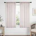 MIULEE Natural White Linen Curtains 63 Inch Length 2 Panels Set for Living Room Bedroom Semi Sheer Light Filtering Farmhouse Rod Pocket Short Soft Thick Linen Textured Window Drapes W42XL63