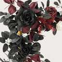 Ling's Moment 5FT Black Burgundy Artificial Flower Garland Fake Rose Leaves Floral Garland Arch Flowers Vine for Wedding Party Backdrop Decor Mantel Home Table Centerpieces Wall Decorations
