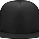 OTTO SNAP Round Flat Visor High Crown Mesh Back 5 Panel Trucker Snapback (One Size, Black)