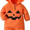 ACEHCEAR Baby Pumpkin Costume Baby Halloween Costumes Kids Hooded Romper Orange Onesie Unisex 12-20 months