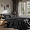REDASW 100% Egyptian Cotton Sheets 1200 Thread Count King Size Bedding Sets 4 Pcs, Fitted Sheet Up to 16" Deep Breathable All Seasons (King, Black)