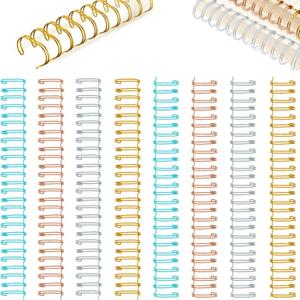 Chengu 24 Pcs Cinch Wire Binding Wire Twin Binding Spines Twin Loop Spines Double Ring Coil for Document Notebook File Making(9/16 Inch,Fresh Colors)
