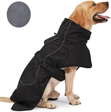 Amazon.com : Raincoat - Waterproof Winter Jacket for Dogs, Windproof Coat With Velvet Inner and Reflective Strip, Black L : Pet Supplies