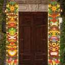 Hawaiian Luau Party Decorations, Tiki Party Decorations, Lighted Tiki Banner Door Porch Sign for Aloha Moana Hawaii Luau Party Tropical Birthday Tiki Party Supplies Door Wall Hanging Supplies