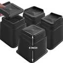 shouwuhho Bed Risers 1 inch, 2 inch, 3 inch, 4 inch, 6 inch, 9 inch Heavy Duty, Oversized Furniture Risers Support up to 5,000 Lbs for Sofa Table Couch Chair Leg Frame Dorm (4 Pack, Black, 6 inch)