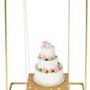 Trademark Innovations Dessert Stand, Wedding Cake Stand, Floating Cake Stand, Gold Metal 2.75 Feet Tall with Jute Rope