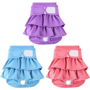 Reusable Dog Diapers Female 3 Pack Washable Premium Highly Absorbent Doggie Diapers, Flexible Puppy Diapers, Durable Leak-Proof Dog Diapers for Period Heat Incontinence Puppy Training, XS