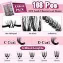 Uilulu Lash Clusters Kit for DIY Lash Extension at Home, False Eyelashes Set with Bond Seal, Lash Remover, Brush, Tweezers, D Curl Wispy Individual Clusters Eye Lash Extensions Kit (U10 Kit)