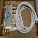 Justech 6 Way Coaxial Cable Splitter TV Aerial Coax Splitter MoCA 5-2500MHz with 1.5m Coax Cable F Plugs for Sky Box Telewest Eurovox Starview Dreambox- Gold Plated