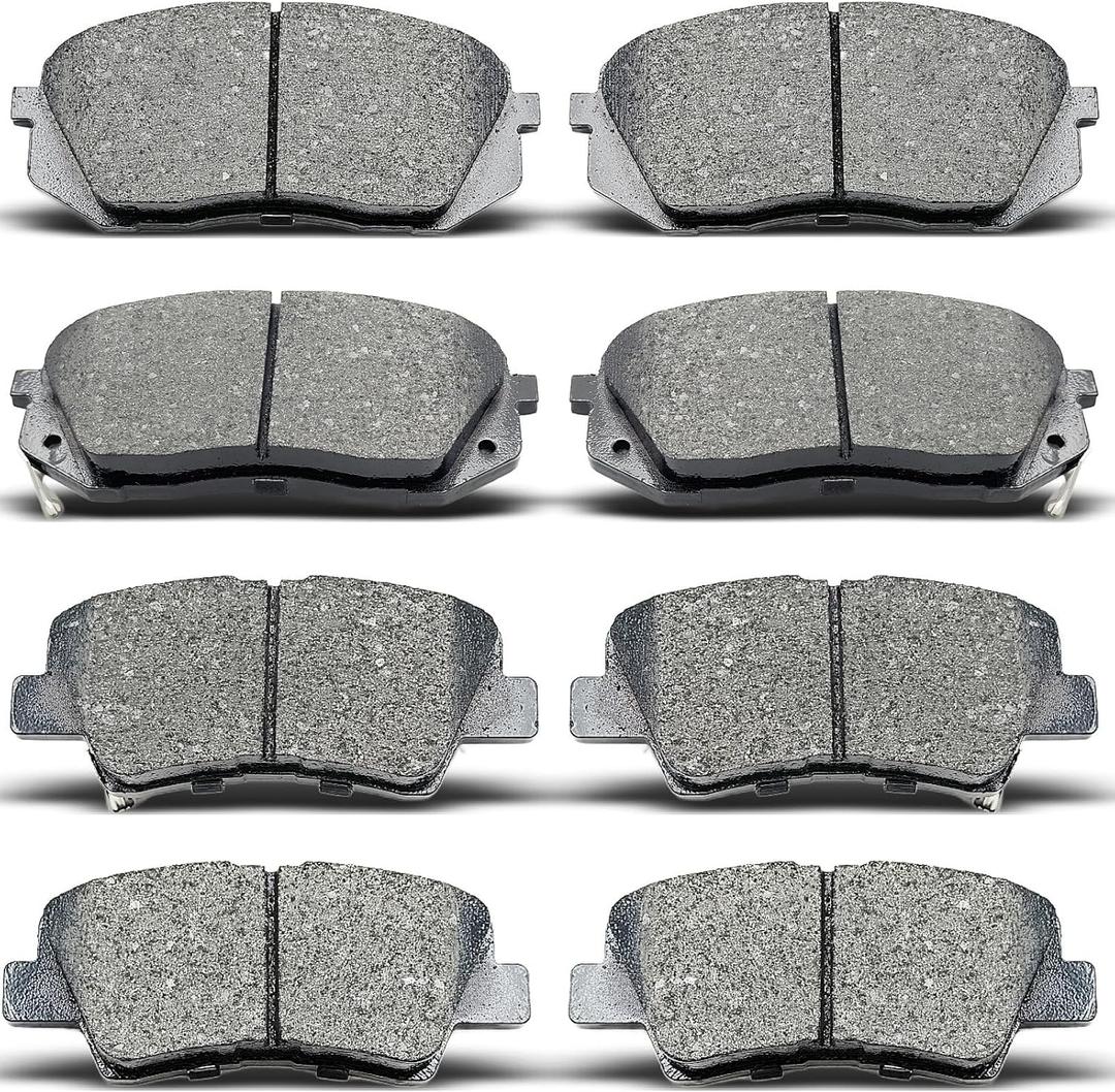 evkingauto D1813 D1855 8pcs Front Rear Ceramic Brake Pads Sets Fit For Hyundai Elantra GT/For Kona/For Veloster,For Kia Forte/For Forte5/For Optima/For Soul EV
