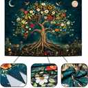 Amtoodopin Tree of Life Tapestry Mystic Boho Flowers Tapestry Vintage Aesthetic Tree Wall Tapestries Retro Nature Floral Plants Tapestries Wall Hanging for Bedroom