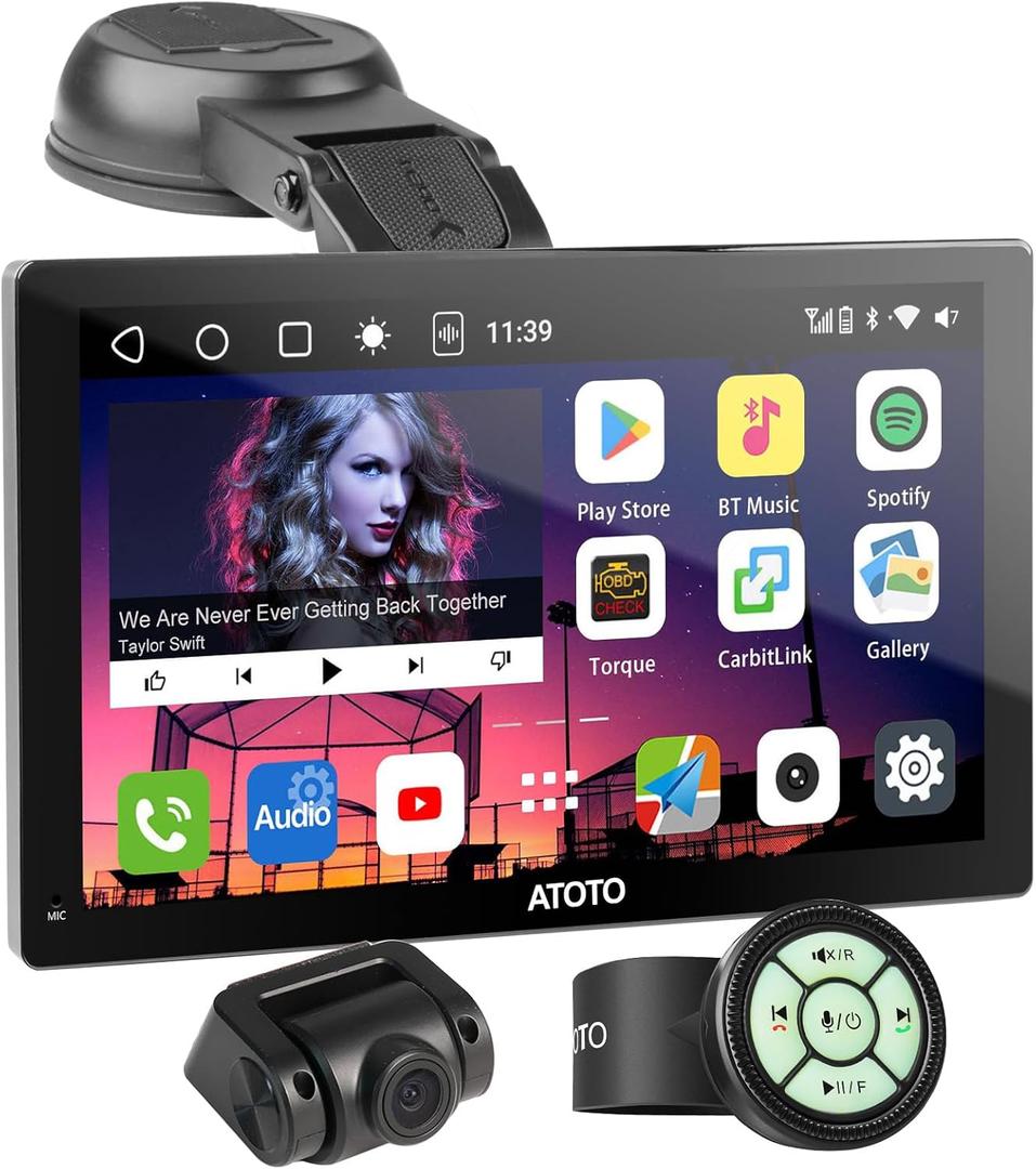 [Android & 4G+32G] ATOTO P9 Portable Carplay Car Stereo with Dashcam, 7 Inch Wireless Android Auto Screen for Car, 4G LTE, ChatGPT, GPS Tracking, WiFi, Dual BT, USB, HDMI Input, P907PR-S1