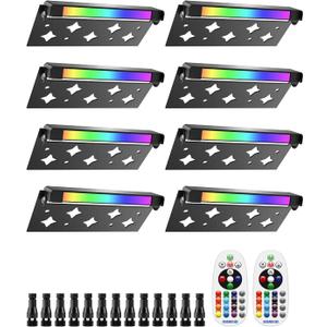 5W RGB Retaining Wall Lights 7 inch LED Hardscape Lighting Color Changing Low Voltage Landscape Paver Lights 12V 24V Step Lights Outdoor IP68 Waterproof Stair Lighting (8 Pack+Connectors) (RGBW)