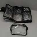 Abbylike 2 Pcs Large Professional Clear PVC Travel Makeup Bag with 4 External Pockets and Shoulder Strap Zippered Toiletry Bags for Women(Black)