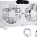 BEYOND BREEZE Twin Window Fan with Reversible Airflow, 9-Inch Window Fan with Timer, Remote Control and 3 Speeds, Expandable Window Exchaust Fans for Home Bedroom