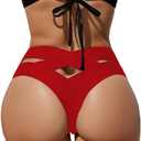HYTENSUN Women's Cheeky V Cut Back High Waisted Bikini Bottom Cross Criss Swimsuit Bottoms (Medium, 870 Red)