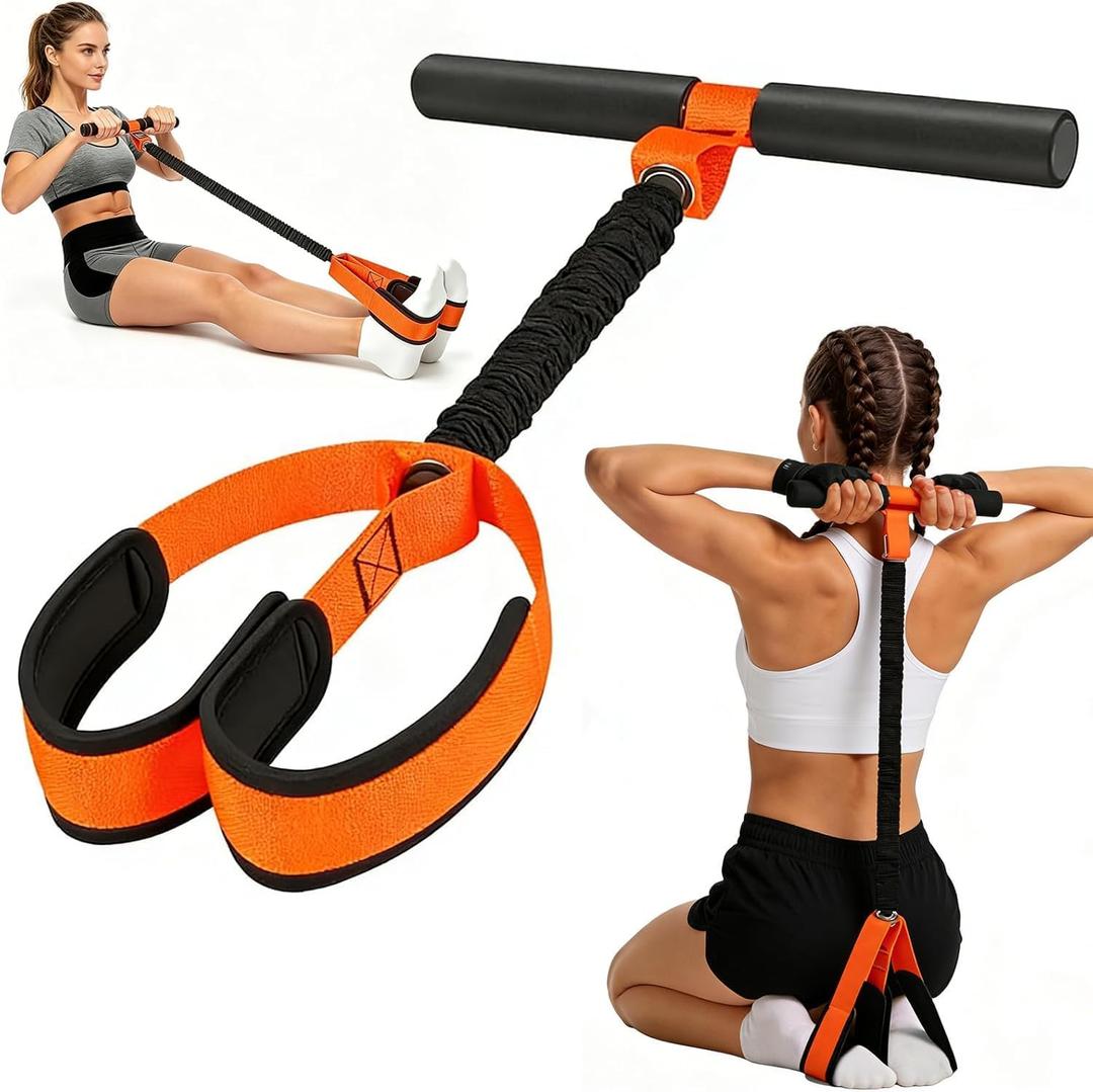 Pedal Resistance Band with Handle | Upgraded 55LBS Exercise Resistance Bands for Core, Abs, Legs, Glutes, Arms, Strength, Physical Therapy, Pilates, Sit Up Workout Equipment for Women Home Gym
