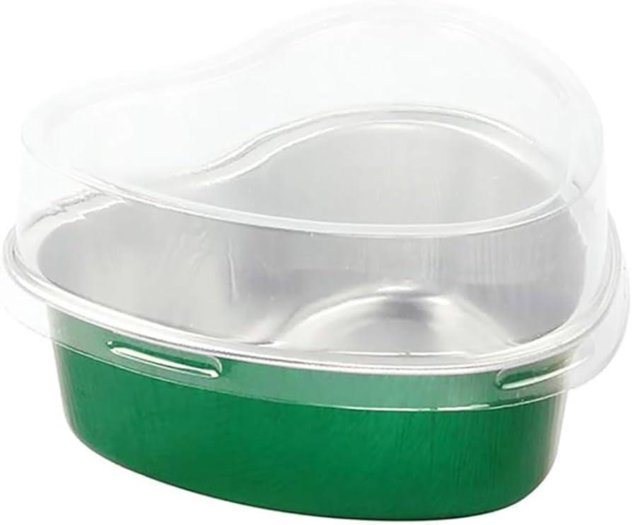 40 Sets Aluminum Foil Cake Pan Heart Shaped Cupcake Cup with Lids 100 ml/ 3.4 Ounces Disposable Mini Cupcake Cup Flan Baking Cups for Valentine St. Patrick‘s Day Wedding Xmas Birthday(Dark Green)
