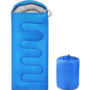 Sleeping Bags Portable Waterproof Camping Sleeping Bag for Adults Kids 4 Seasons Cold Weather or Warm Backpacking Hiking Travel Indoor Outdoor Use (Blue)