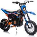 GarveeLife 24V Kids Ride On Electric Off-Road Motorcycle,250W Motor 13.6MPH Fast Speed Dirt Bike Motocross,Leather Seat,Twist Grip Throttle,Metal Suspension,Air-Filled Tires for Kids Riding Toy,Blue