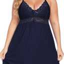 Ababoon Plus Size Lingerie for Women Lace Modal Chemises Nightgown V-Neck Full Slip Baby doll Sleepwear Size 16-24 Plus (XX-Large)