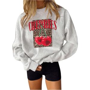 SOLY HUX Women's Long Sleeve Graphic Sweatshirt Baggy Crew Neck Pullover Fall Tops Streetwear (Gray, S)