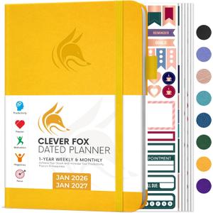Clever Fox Dated Planner 2026-2027  Weekly Life Planner Notebook for Time Management  Planner with Habits Tracker & To-Do List (Amber Yellow) (A5 (5.8" x 8.3"))