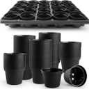 RooTrimmer 3 Inch Plastic Plant Pots 100 Pcs with 5 Pcs 20 Cell Seed Starter Trays, Thick Black Small Nursery Pots and Propagation Shuttle Trays for Seed Starting, Plant Propagation Starter Kit 5 Sets